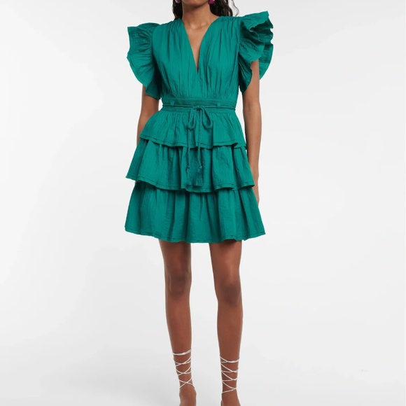 Ulla Johnson Camilla Cotton Poplin Mini Dress Verdigris (Green) in Size 8 - Picture 9 of 12